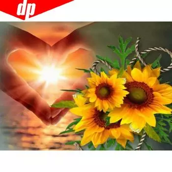 Алмазная мозаика Подсолнух и любовь 5D DIY Алмазная картина Вышивка Стразы 20X30CM