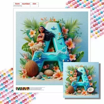 Алмазная мозаика своими руками Круглые алмазы Мотана и буква А Полная алмазная мозаика Картина для украшения дома Набор для вышивания крестом Round 20x20cm