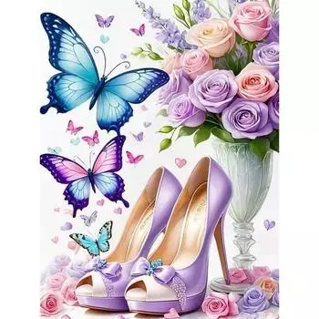 Алмазная мозаика туфли на высоком каблуке вышивка крестом бабочка вышивка полная квадратная круглая картина вышивка крестом декор для дома Full Round 20x30CM