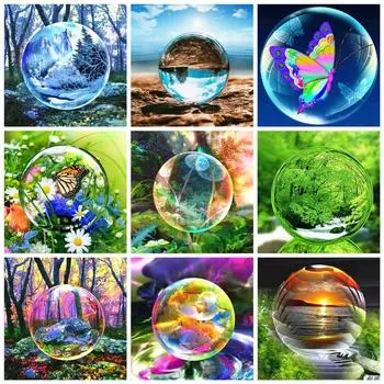 Алмазная мозаика вышивка Bubble River Алмазная картина Полный квадрат/круг Бабочка Пейзаж настенное искусство Full Round 20x20CM