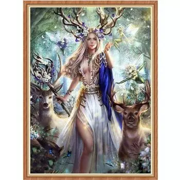 Алмазная мозаика, вышивка крестиком, Красота и олень, картина из стразов, настенная живопись, алмазная живопись, ремесло ручной работы Full Round 20X30CM