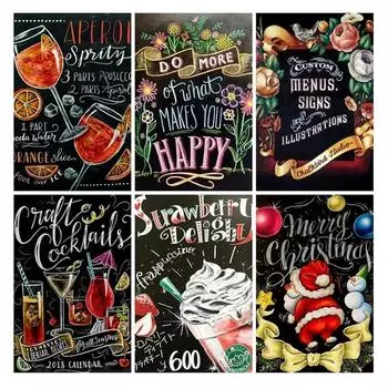 Алмазная мозаика, вышивка текста, доска, 5D Diy, полная круглая алмазная живопись, мультяшные стразы, настенные панно, домашний декор Full Round 20x30CM