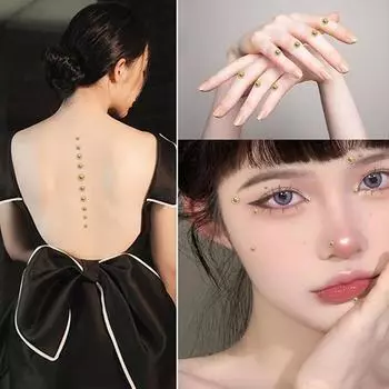 Алмазная наклейка на нос, самоклеящиеся стразы, не прокалывающие глаза, уши, лицо, тело, украшения для женщин, наклейка с кристаллом C