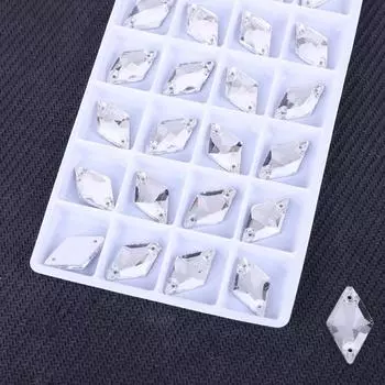 Алмазная плоская нижняя часть ручного шва сверло цветное двойное отверстие красочный Ab кристалл плоская пряжка, стеклянный стразы DIY материал 11 * 19Mm 24pcs/bag белый