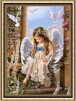 Алмазная рамка для печати Ангел набор для рукоделия красота размер A3 вышивка крестом головоломка ручная работа цветные бусины камень живопись 5D DIY мозаичное искусство бусины гарантия