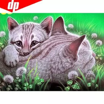 Алмазная живопись Круглые камни Животные Алмазная вышивка Природа Кошка Алмаз 20X30