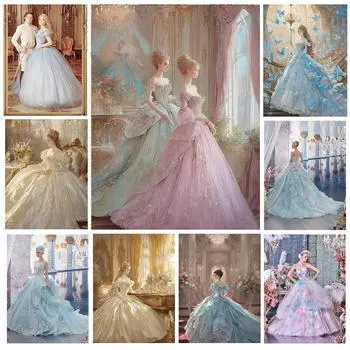 Алмазная роспись ретро фэнтезийное платье принцессы для танцев алмазная инкрустация набор вышитая мозаика DIY5D украшение для дома подарок Full Round 20x30CM
