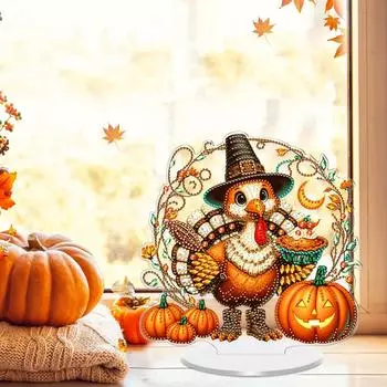 Алмазная роспись, Рождественские украшения в виде индюков, Двусторонние праздничные украшения с алмазной росписью, Художественные поделки ручной работы One Size