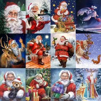 Алмазная роспись Санта 5D DIY Алмазная Алмазная вышивка Полный круг Снеговик Мозаика Украшение дома Подарок 20X30CM красный