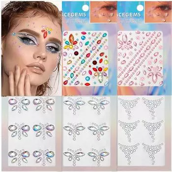 Алмазная татуировка бровей, блестящая подводка для глаз, макияж бровей, лицо, глаза, временная татуировка, рок, стразы, 3D-наклейки для подводки глаз