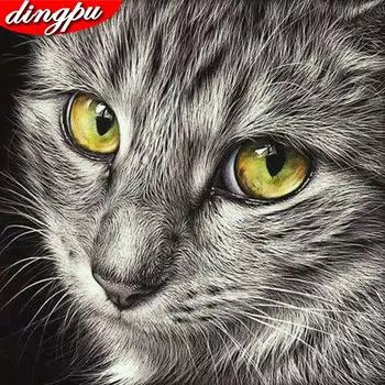 Алмазная вышивка 5D Cat DIY Алмазная живопись Животное Мозаика Украшение дома 30x30CM