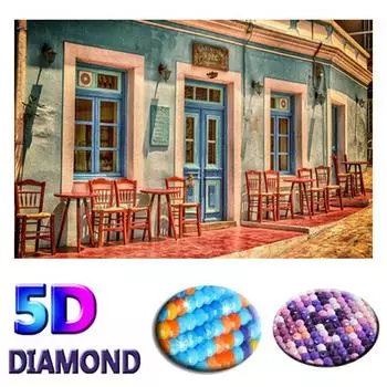 Алмазная вышивка 5D DIY Алмазная картина Красочный дом Пейзаж Уличный пейзаж Вышивка крестом 20X30CM