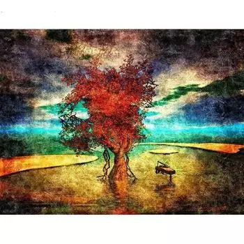 Алмазная вышивка 5D DIY Алмазная картина Вышивка крестом Дерево Полный круглый Алмазная мозаика Пейзаж 20X30CM
