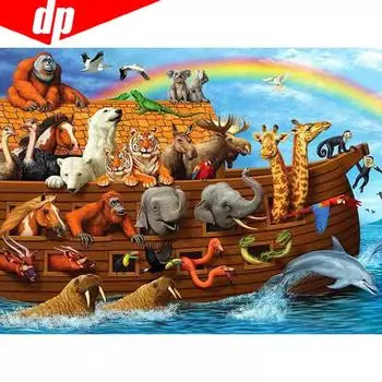 Алмазная вышивка 5D DIY Алмазная картина Животное и корабль Алмазная мозаика Полный круглый 20X30CM