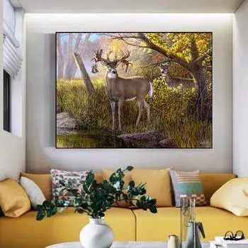 Алмазная вышивка 5D Diy Алмазная картина Животное Лесной олень Вышивка крестиком Домашние картины Ремесла 20X30CM