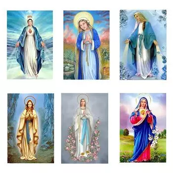 Алмазная вышивка 5DDIY Алмазная картина Религиозная Дева Мария Полная квадратная картина Вышивка крестом Мозаика Картина Украшение дома Full Round 20x30CM