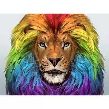Алмазная вышивка Алмазная картина Животное «Красочная радуга Фэнтези Король Лев» Вышивка крестом 20X30CM