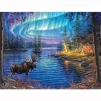 Алмазная вышивка Аврора Олень ремесленная картина из горного хрусталя Алмазная мозаика животное украшение дома 30x40 см/12x16 дюймов 30x40cm NO Frame