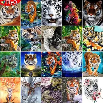 Алмазная вышивка Белый Тигр Полный квадрат Новое поступление алмазная живопись животное Алмазная мозаика вышивка крестиком украшение дома Full Round 20X30CM красный
