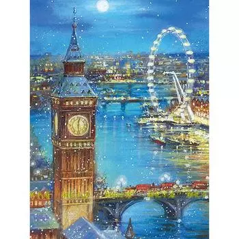 Алмазная вышивка Биг Бен Колесо Обозрения Пейзаж Ручная Алмазная Картина Мозаика Вышивка Крестом 20X30CM