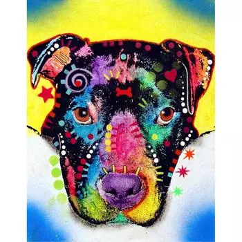 Алмазная вышивка Цветная голова собаки 5D Алмазная картина Вышивка крестом Алмазная мозаика Ремесло 20X30CM