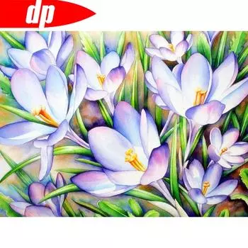 Алмазная вышивка Цветок 5D Алмазная картина Полная круглая картина Растение Стразы Картины Украшение дома 20X30CM