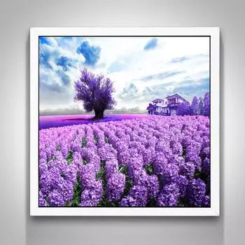 Алмазная вышивка Цветок лаванды DIY Вышивка крестиком Алмазная картина Пейзаж Алмазная мозаика 30X30CM