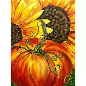Алмазная вышивка Цветок Подсолнух Алмазная картина Благодарения Тыква Вышивка крестом 20X30CM