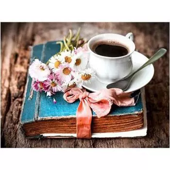 Алмазная вышивка «Цветы» картина Стразы Алмазная кофейная чашка Кристалл Вышивка крестом Декор 20X30CM