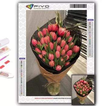 Алмазная вышивка цветы тюльпаны 5D DIY Алмазная картина вышивка крестом горный хрусталь Full Round 20X30CM