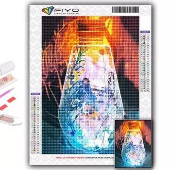 Алмазная вышивка Девушка в бутылке песочных часов 5D DIY Алмазная картина Вышивка крестом Горный хрусталь Full Round 20X30CM