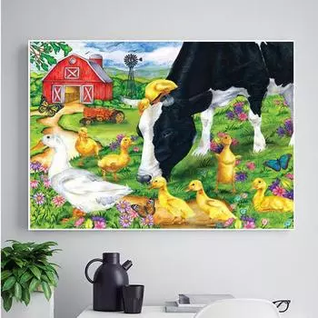 Алмазная вышивка домашний скот коровы Diy Алмазная картина 5D изображение стежка крест украшение дома 20X30CM