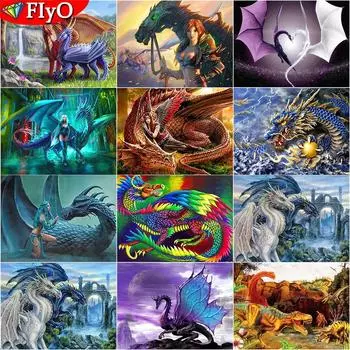 Алмазная вышивка Дракон Полный квадратный круглый дрель 5D DIY Алмазная картина Животное Мозаика Ремесленный Домашний декор Full Round 20X30CM красный