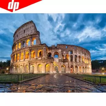 Алмазная вышивка Древние руины Пейзаж Алмазная картина DIY Полный круглый вышивки крестом 20X30CM