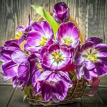 Алмазная вышивка Фиолетовый цветок Корзина DIY Алмазная картина Вышивка крестом Рукоделие Наклеенная картина 30x30CM