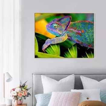Алмазная вышивка Хамелеон, полная круглая алмазная живопись, Алмазная мозаика с изображением животных, стразы, изображение 20X30CM