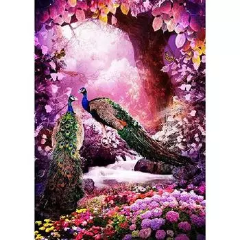 Алмазная вышивка HUACAN, картина, вышивка крестиком, павлин, стразы, подарок, Алмазная мозаика 25*35 cm