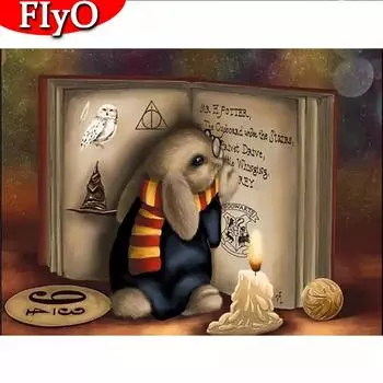 Алмазная вышивка картина кролик полный квадратный круглый подарок ручной работы мозаика животное искусство горный хрусталь ремесленный комплект декор детской комнаты Full Round (20X30CM)