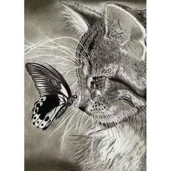 Алмазная вышивка картина вышивка крестиком кошка стразы подарок животные Алмазная мозаика 25*35 cm half drill