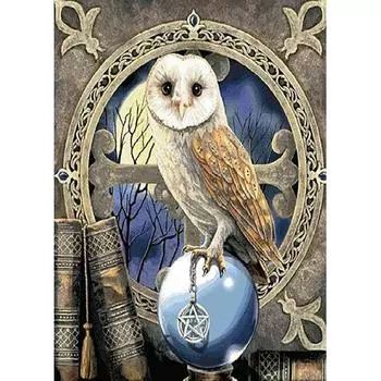 Алмазная вышивка, картина, вышивка крестом, сова, стразы, подарок, Алмазная мозаика 25*35 cm half drill