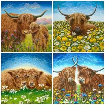 Алмазная вышивка корова Новое поступление Алмазная картина корова животные вышивка крестом наборы мозаика стразы искусство настенный декор Full Round 20x20CM