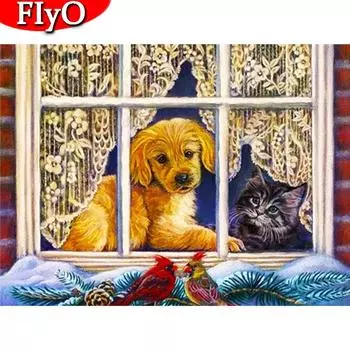 Алмазная вышивка кошка 5D DIY алмазная живопись собака животное горный хрусталь картина Рождественский подарок декор для дома Full Round (20X30CM)