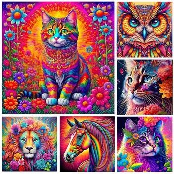 Алмазная вышивка кошка цветок новый 2024 картина 5DDIY алмазная живопись животное мозаика полный круглый квадрат крест набор украшение Full Round 20x20CM