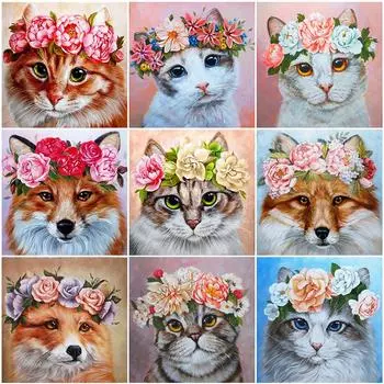 Алмазная вышивка кошка картина стразами алмазная живопись животное полная дрель квадратная мозаика вышивка крестом домашний декор Full Round 20x20CM