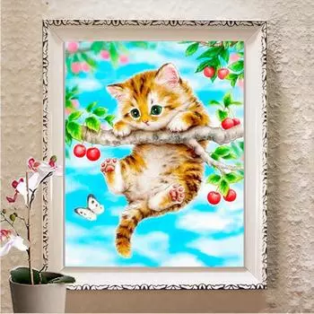 Алмазная вышивка кошка полный набор алмазная живопись животные изображения стразы полный круглый кристалл 20X30CM