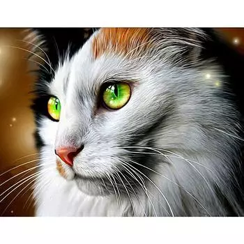 Алмазная вышивка «Кошка сбоку и зеленые глаза», полная круглая алмазная картина, вышивка крестиком, зимнее рукоделие 20X30CM