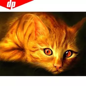 Алмазная вышивка Кот 5D DIY Полный круглый крестик Алмазная картина 20X30CM
