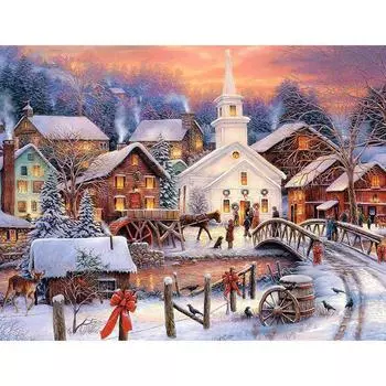 Алмазная вышивка Красивая деревня DIY Алмазная картина Вышивка крестом Дрель Мозаика Декор Картины 20X30CM
