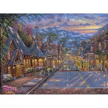 Алмазная вышивка Красивая деревня DIY Алмазная картина Вышивка крестом Дрель Мозаика Декор Картины 20X30CM