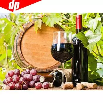 Алмазная вышивка Красное вино Полный круглый горный хрусталь 5D DIY Алмазная картина Вышивка крестом 20X30CM